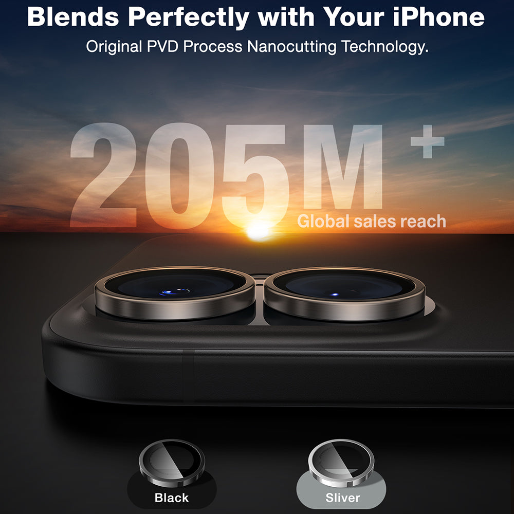 Beskyttelsesfolie for bakre kamera Torras Lensguard for Apple iPhone 16 Plus / 16, Herdet glass, Metallisk grå