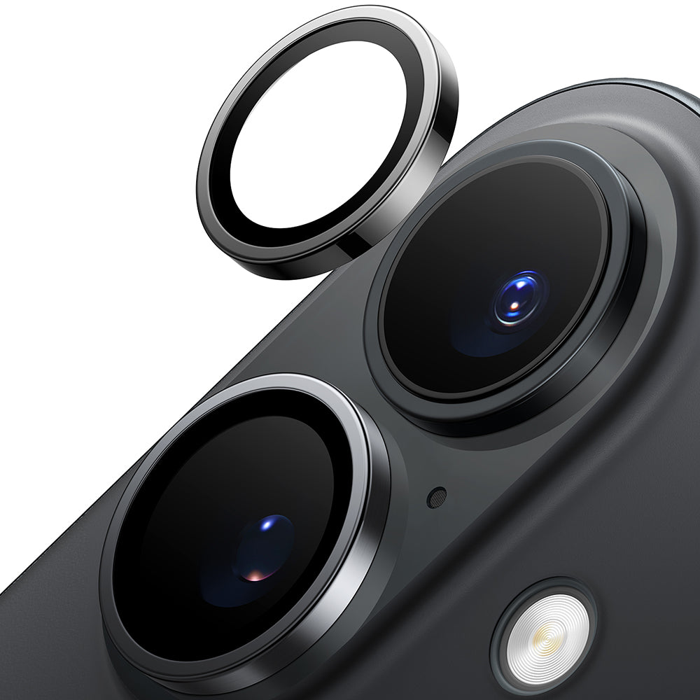 Beskyttelsesfolie for bakre kamera Torras Lensguard for Apple iPhone 16 Plus / 16, Herdet glass, Svart