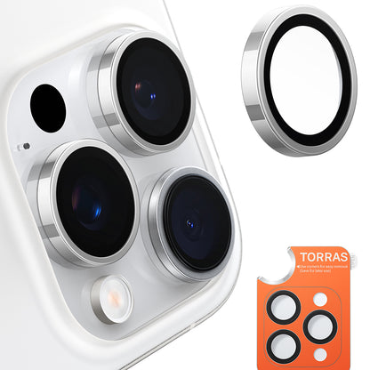 Torras Lensguard bakkamera beskyttelsesfilm for Apple iPhone 16 Pro Max / 16 Pro, herdet glass, metallisk grå