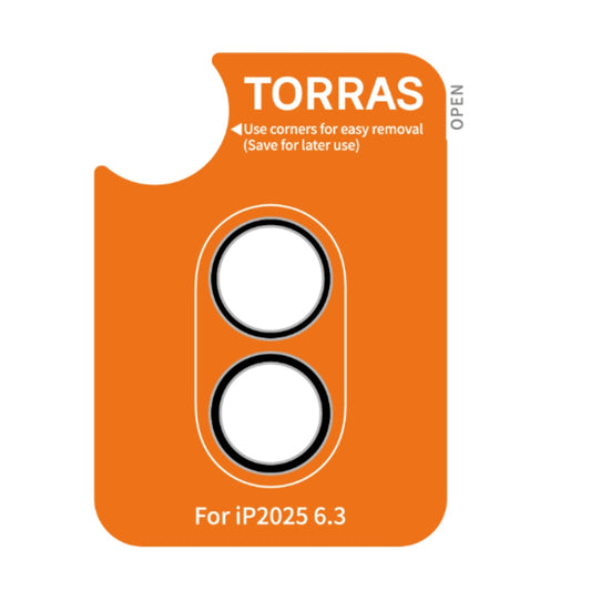 Beskyttelsesfolie for bakre kamera Torras Lensguard for Apple iPhone 17, Herdet glass, Svart
