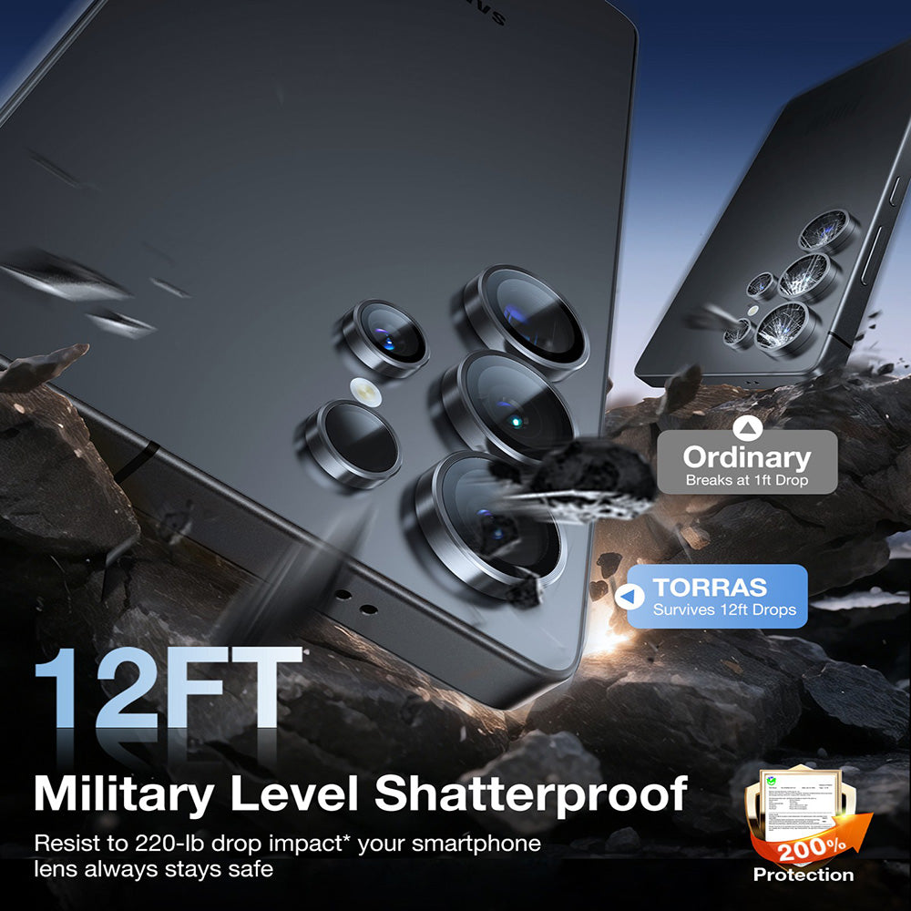 Beskyttelsesfolie for bakre kamera Torras Lensguard for Samsung Galaxy S26 Ultra, Herdet glass, Svart