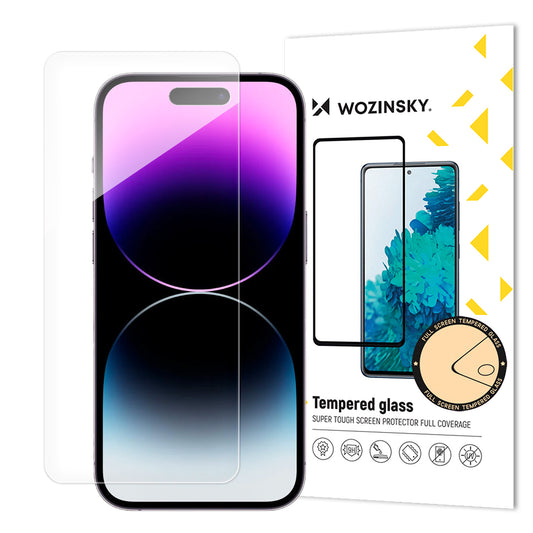 WZK skjermbeskyttelse for Apple iPhone 15 Pro Max, Herdet glass, Full lim