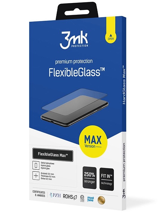 3MK FlexibleGlass Max skjermbeskytter for Samsung Galaxy A52s 5G A528 / A52 5G A526 / A52 A525, fleksibelt glass, full lim, svart