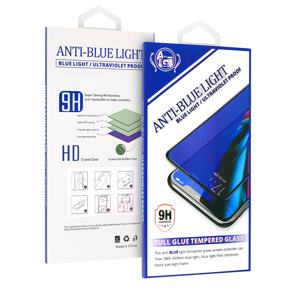 OEM Anti Blue Light skjermbeskytter for Motorola Moto Moto E22i / E22, glassbeskyttet, full lim, svart 