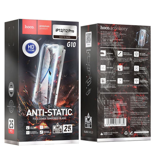 Skjermbeskytter HOCO for Apple iPhone 12 Pro Max, Herdet Glass, Full Lim, Sett med 25 stykker, Svart