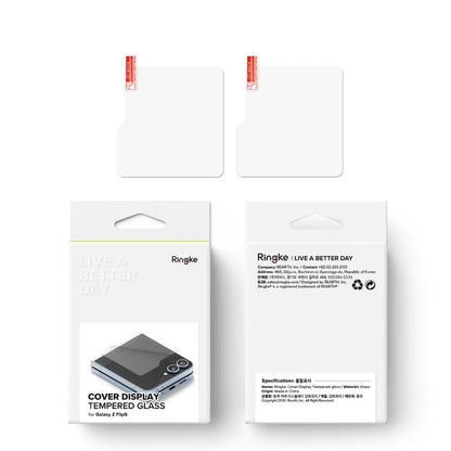 Beskyttelsesfilm for ytre skjerm Ringke Cover Display for Samsung Galaxy Z Flip6 F741, Herdet glass, AB Ultra Glue, Sett med 2 stykker
