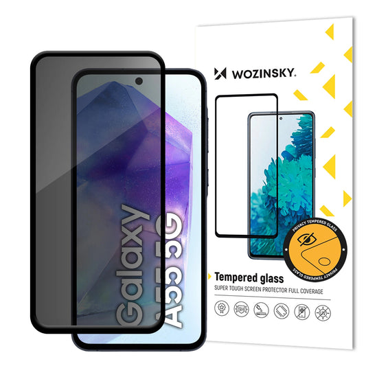 Privacy-skjermbeskytter WZK AntiSpy for Samsung Galaxy A55 5G A556, Herdet glass, Full lim