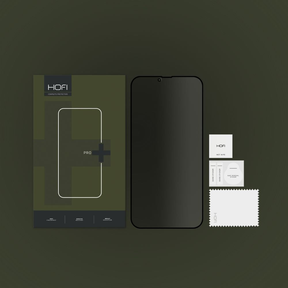 Privacy-skjermbeskyttelse HOFI PRO+ for Apple iPhone 14 Plus / 13 Pro Max, Herdet glass, Full lim