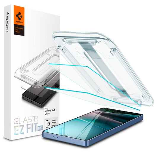 Skjermbeskytter Spigen GlastR EZ FIT HD for Samsung Galaxy S25 Ultra S938, Herdet glass, Full lim, Sett med 2 stykker AGL09082
