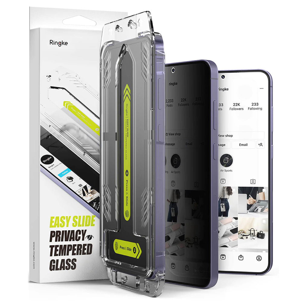 Skjermbeskyttelsesfolie Privacy Ringke Easy Slide for Samsung Galaxy S25+ S936 / S24+ S926, Herdet glass, Full lim, Sett med 2 stykker