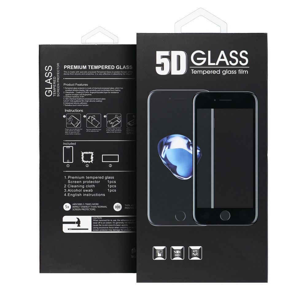 OEM skjermbeskyttelsesfilm for Samsung Galaxy S25+ S936, Herdet glass, Full lim, 5D, Svart