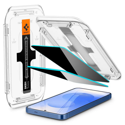 Privacy-skjermbeskyttelse Spigen GlastR EZ FIT HD for Samsung Galaxy S25 S931 / S24 S921, Herdet glass, Full lim, Sett med 2 stk