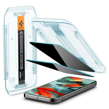 Privacy-skjermbeskytter Spigen GlastR EZ FIT for Google Pixel 9 Pro XL, Herdet glass, Full lim, Sett med 2 stk AGL09313