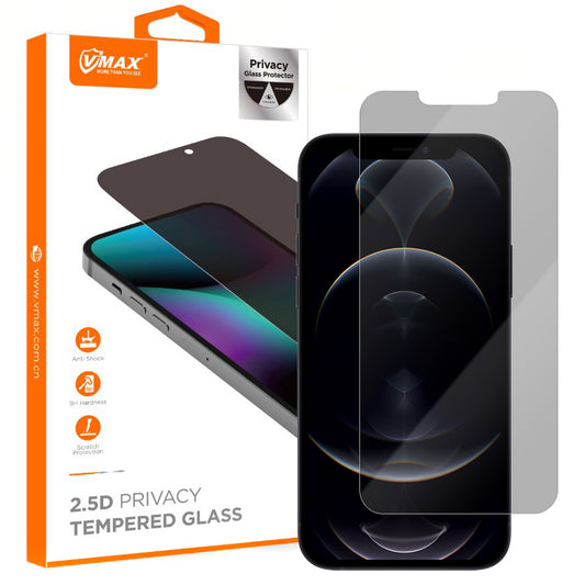 Privacy Vmax skjermbeskyttelse for Apple iPhone 12 Pro Max, Herdet glass, Full lim, 2.5D