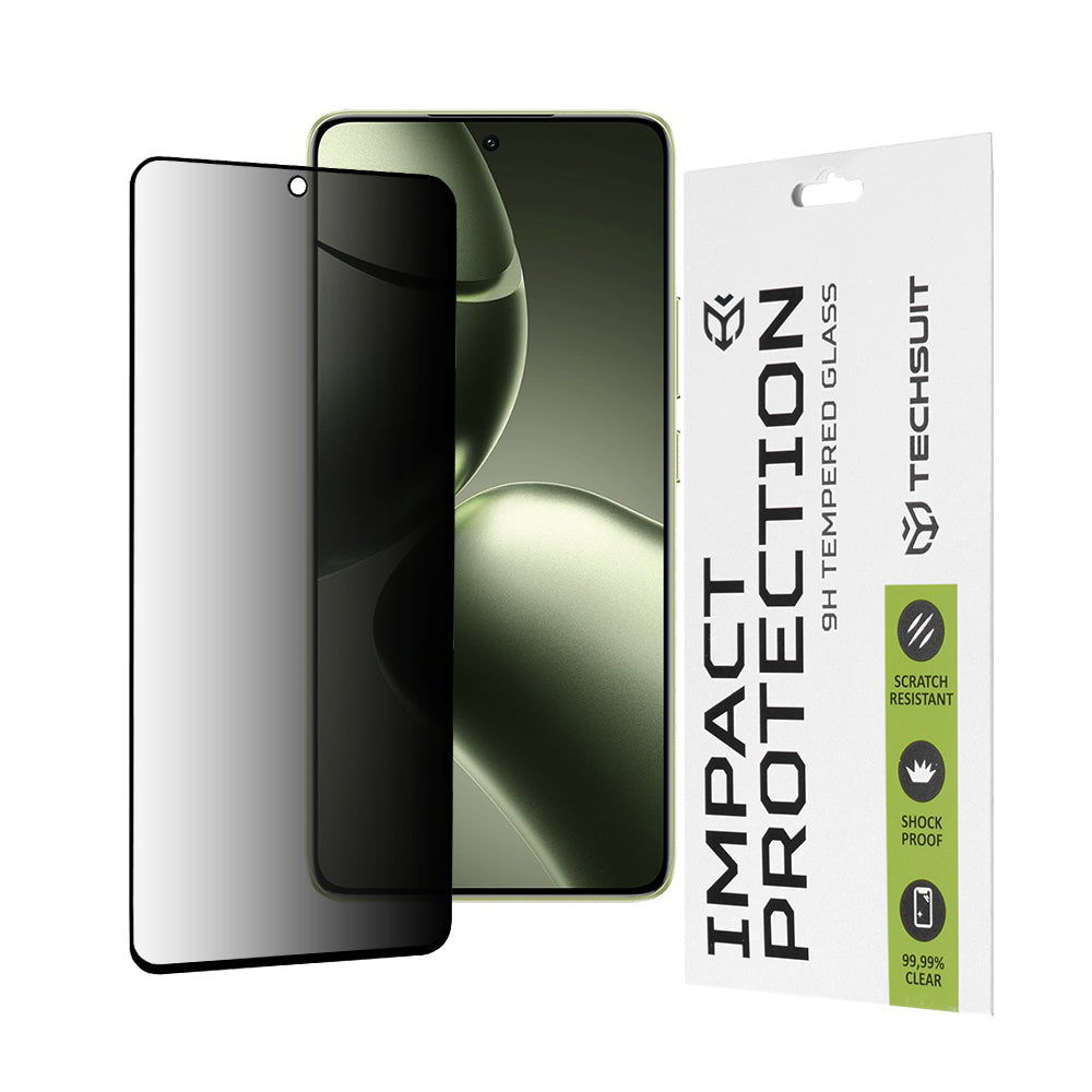 Privacy Techsuit skjermbeskyttelse for Xiaomi 14T Pro / 14T, Herdet glass, Full lim, 111D