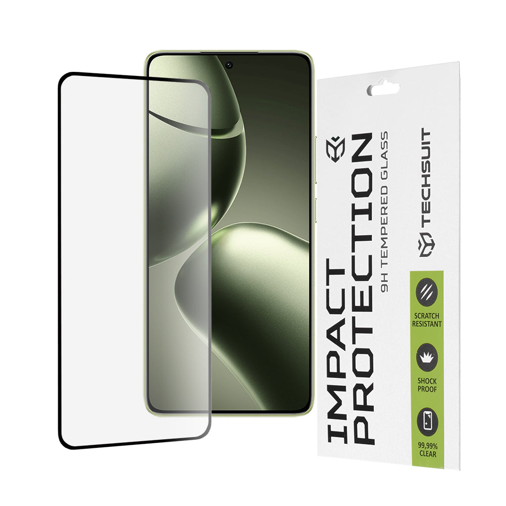Techsuit skjermbeskyttelsesfilm for Xiaomi 14T Pro / 14T, Herdet glass, Full lim, 111D, Svart