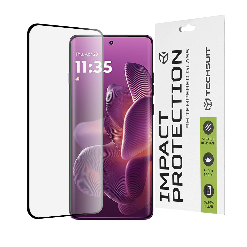 Techsuit skjermbeskyttelsesfilm for Motorola Edge 60 Pro, Herdet glass, Full lim, 111D, Svart
