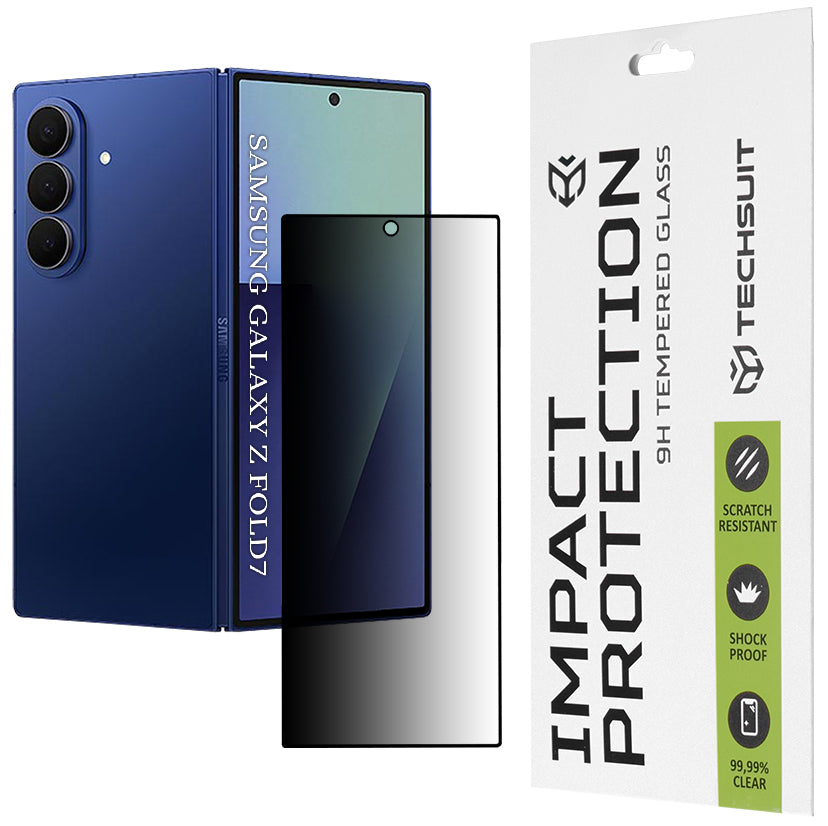 Privacy Techsuit skjermbeskyttelse for Samsung Galaxy Z Fold7 F966, Herdet glass, Full lim, 111D