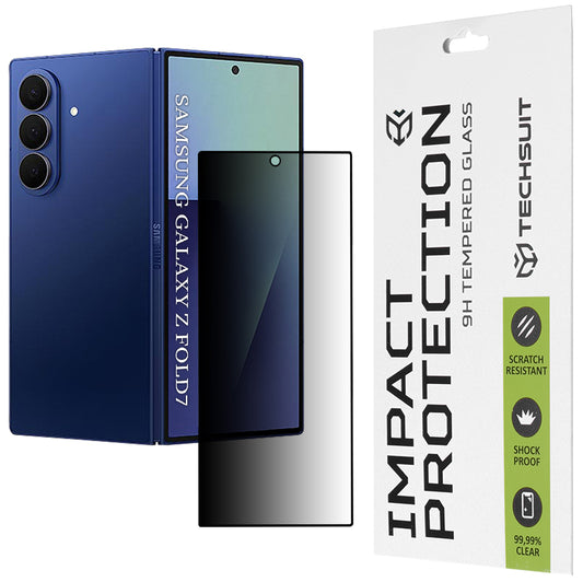 Privacy Techsuit skjermbeskyttelse for Samsung Galaxy Z Fold7 F966, Herdet glass, Full lim, 111D
