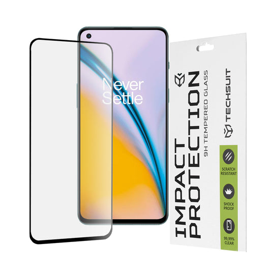 Techsuit skjermbeskyttelse for OnePlus Nord 2T / Nord CE 5G / Nord 2 5G, Herdet glass, Full lim, 111D, Svart