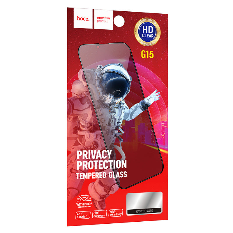 Skjermbeskytter Privacy HOCO G15 for Apple iPhone 11 / XR, Herdet Glass, Full Lim, 5D