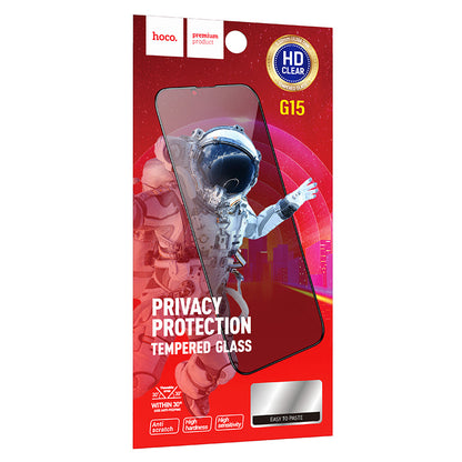 Skjermbeskytter Privacy HOCO G15 for Apple iPhone 12 / 12 Pro, Herdet Glass, Full Lim, 5D