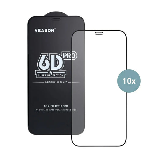 Veason PRO skjermbeskyttelse for Apple iPhone 17 Air, Herdet glass, Full lim, Sett med 10 stk, 6D, Svart