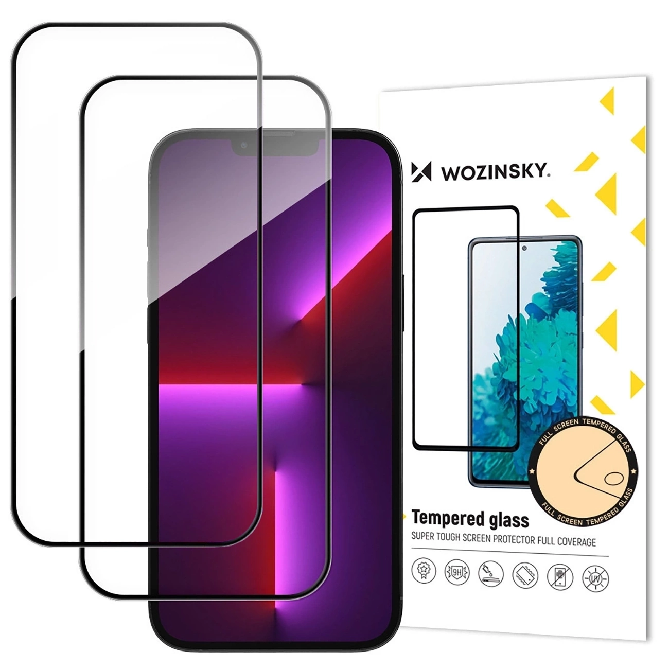 WZK skjermbeskyttelse for Apple iPhone 17 Pro Max, Herdet glass, Full lim, Sett med 2 stk, Svart