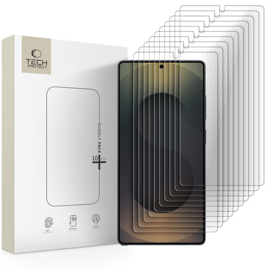 Skjermbeskytter Tech-Protect for Samsung Galaxy S25 Ultra S938, Herdet glass, Full lim, Sett med 10 stykker