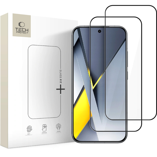 Tech-Protect FIT+ skjermbeskyttelse for Xiaomi Poco F8 Ultra, Herdet glass, Full lim, Sett med 2 stk, 2.5D, Svart