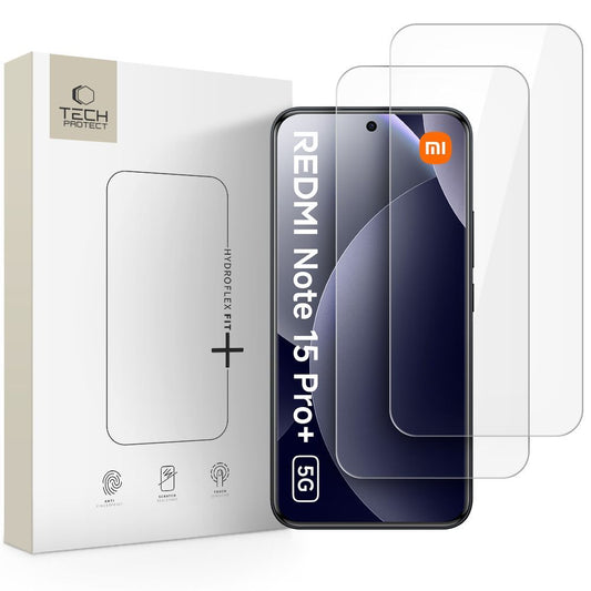 Skjermbeskyttelsesfilm Tech-Protect Hydro Flex+ for Xiaomi Poco M8 Pro / Redmi Note 15 Pro+ 5G, Plast, Sett med 2 stykker