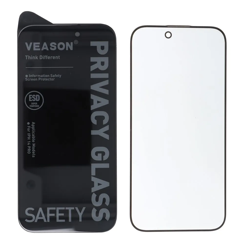 Privacy-skjermbeskyttelse Veason for Apple iPhone 12 / 12 Pro, Herdet glass, Full lim, 6D