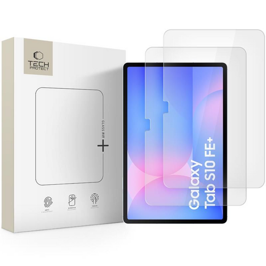 Skjermbeskytter Tech-Protect FIT+ for Samsung Galaxy Tab S10 FE+, Herdet glass, Full lim, Sett med 2 stykker, 2.5D