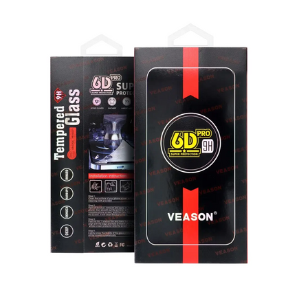 Veason PRO skjermbeskyttelse for Apple iPhone 17 / 16 Pro, Herdet glass, Full lim, 6D, Svart