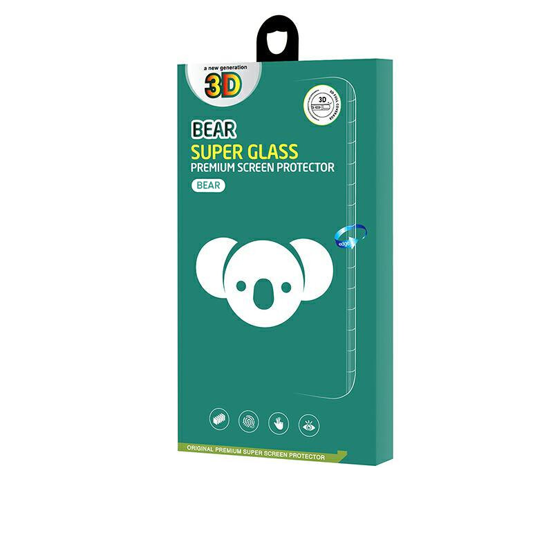 Skjermbeskyttelse Bear Super Hard for Apple iPhone 18 Pro / 17 Pro / 17 / 16 Pro, Herdet glass, Full lim, 3D, Svart