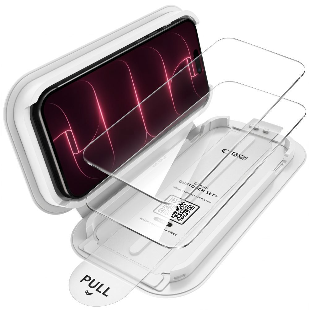Tech-Protect OneTouch skjermbeskyttelse for Apple iPhone 18 Pro / 17 Pro, Herdet glass, Full lim, Sett med 2 stk, Transparent
