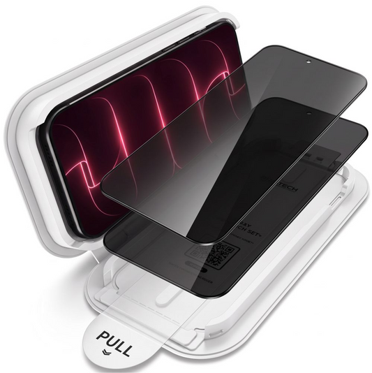 Privacy Tech-Protect OneTouch skjermbeskyttelse for Apple iPhone 18 Pro, Herdet glass, Full lim, Sett med 2 stk