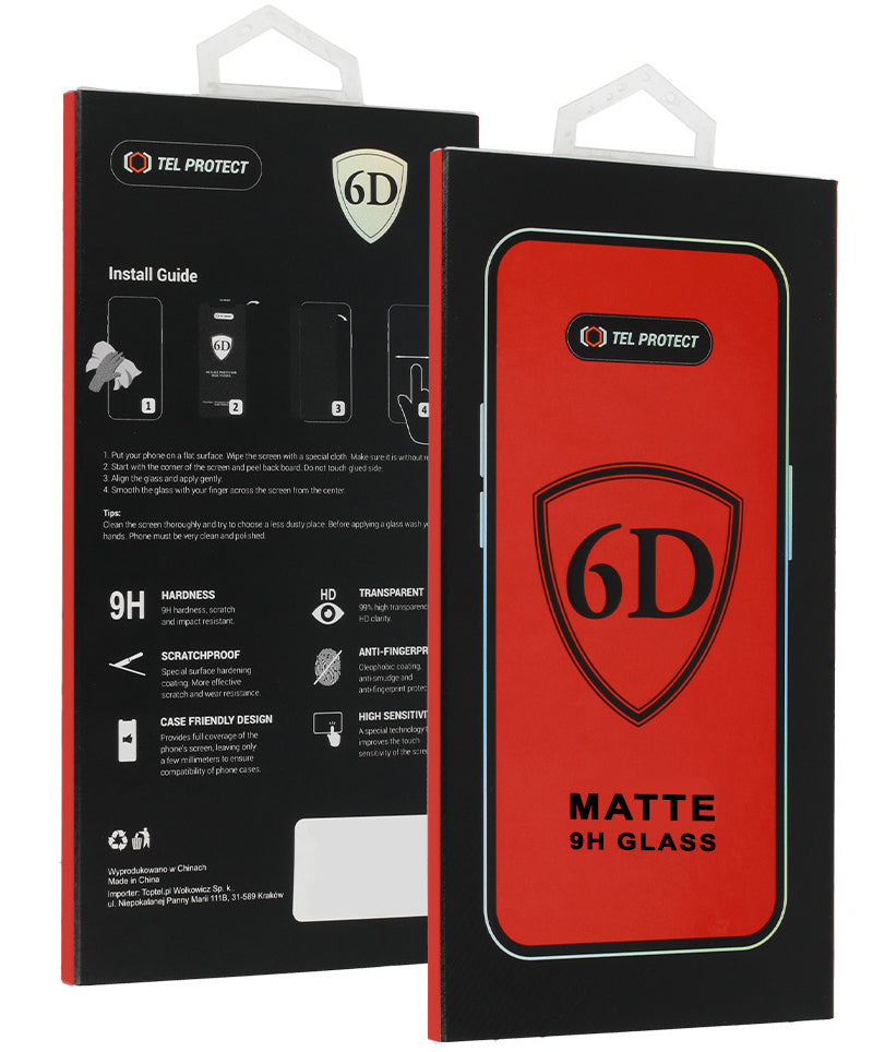Matt skjermbeskyttelsesfilm OEM for Apple iPhone 18 Pro, Herdet glass, Full lim, 6D, Svart