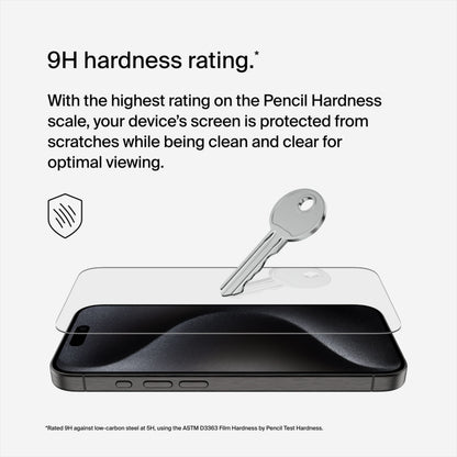 Belkin ScreenForce Herdet Glass Skjermbeskytter for Apple iPhone 15 Pro, Herdet Glass, Full Lim OVA137zz