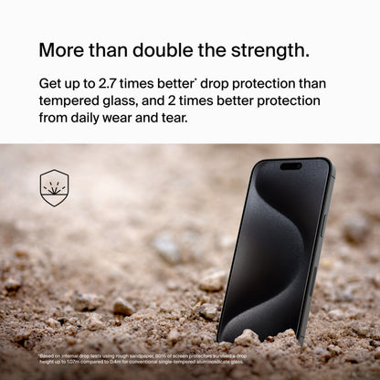 Skjermbeskyttelsesfilm Belkin ScreenForce UltraGlass 2 for Apple iPhone 15 Pro Max, Herdet glass, Full lim OVA134zz