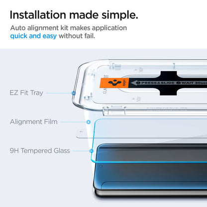 Skjermbeskytter Spigen GlastR EZ FIT for Samsung Galaxy S25+ S936 / S24+ S926, Herdet Glass, Full Lim, Sett med 2 stykker AGL07432