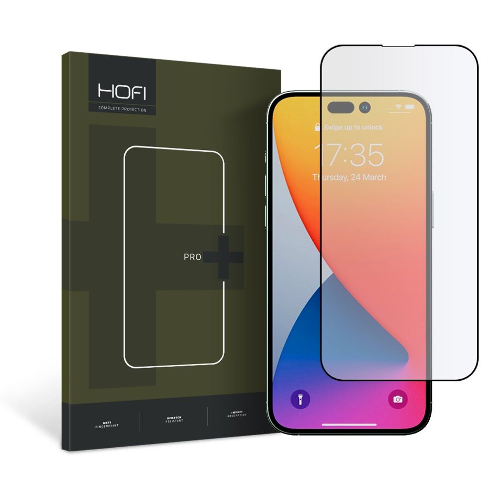 HOFI PRO+ skjermbeskyttelsesfilm for Apple iPhone 14 Pro, Herdet glass, Full lim, Svart