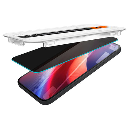 Beskyttelsesfolie for skjerm Privacy Spigen GlastR EZ FIT for Apple iPhone 16 / 15, Herdet glass, Full lim, Sett med 2 stykker AGL06905