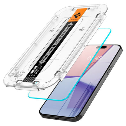 Skjermbeskyttelsesfolie Spigen GlastR EZ FIT for Apple iPhone 15 Pro Max, Herdet glass, Full lim, Sett med 2 stykker AGL06872