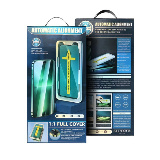 OEM skjermbeskyttelsesfilm med automatisk justering for Apple iPhone 14 Pro Max, herdet glass, full lim, 5D, svart