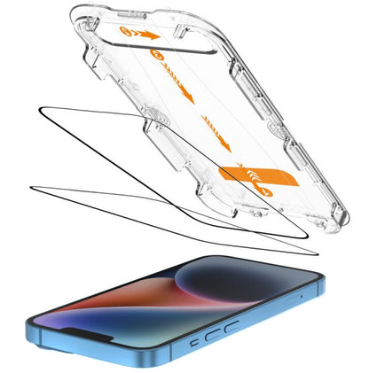 Skjermbeskytter Tech-Protect Quick Set+ for Apple iPhone 17e / 16e / 14 / 13 Pro, Herdet Glass, Full Lim, Sett med 2 stykker, Svart