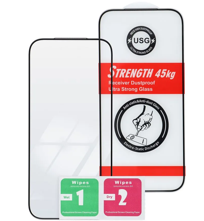 OEM Ultra Strong 45KG Skjermbeskyttelsesfilm for Apple iPhone 12 Pro Max, Herdet Glass, Full Lim, 2.5D, Svart