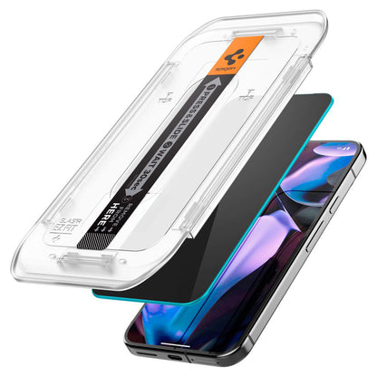 Privacy-skjermbeskytter Spigen GlastR EZ FIT for Google Pixel 9 / 9 Pro, Herdet glass, Full lim, Sett med 2 stk