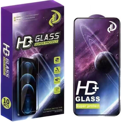 OEM skjermbeskyttelsesfilm for Apple iPhone 14 Pro, Herdet glass, Full lim, Sett med 10 stk, 9D, Svart