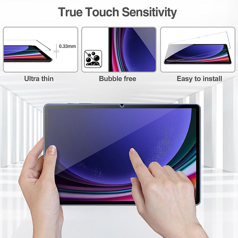 Lito Classic skjermbeskyttelsesfilm for Samsung Galaxy Tab S9 FE / Tab S9, Herdet glass, Full lim, 2.5D